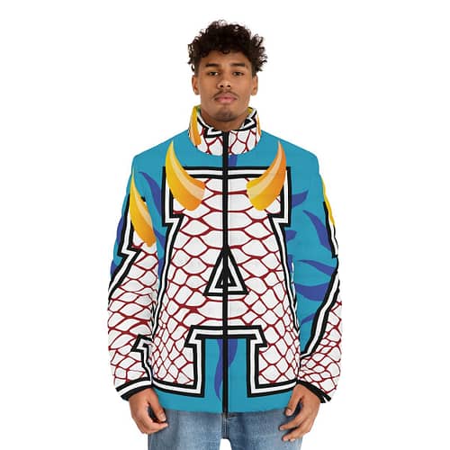 Alumni Puffer Jacket : Reptile Red /Turquoise