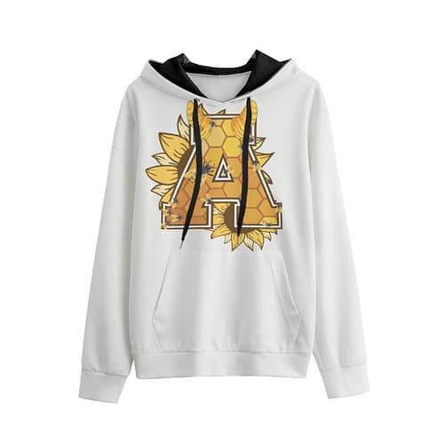 100% Pure Cotton Alumni hoodie – sunflower hive / white