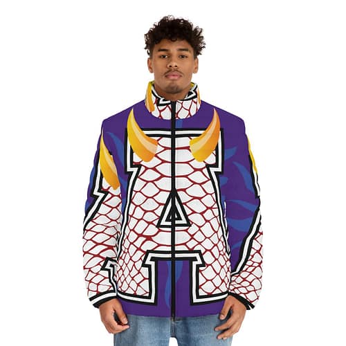 Alumni Puffer Jacket : Reptile Red / Purple - Image 4