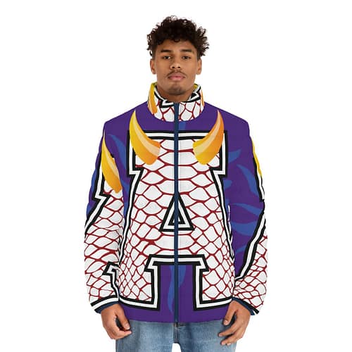 Alumni Puffer Jacket : Reptile Red / Purple - Image 10
