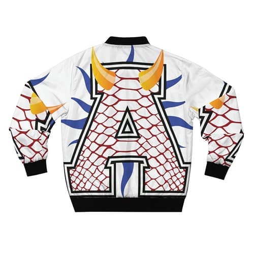 Men's AOP Bomber Jacket Alumni : Reptile red  / white - Image 2