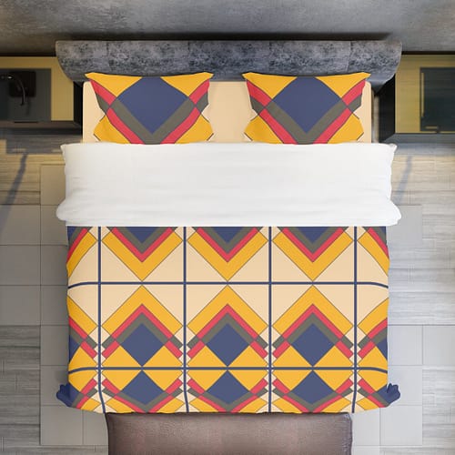 Four-piece Duvet Cover Set - color square layers - Image 2