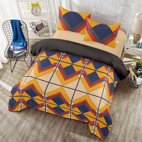 Four-piece Duvet Cover Set - color square layers - Image 3