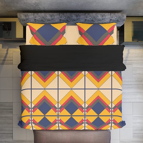 Four-piece Duvet Cover Set - color square layers - Image 4